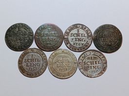 Lot (7) Schillinge 18. Jh. Zürich