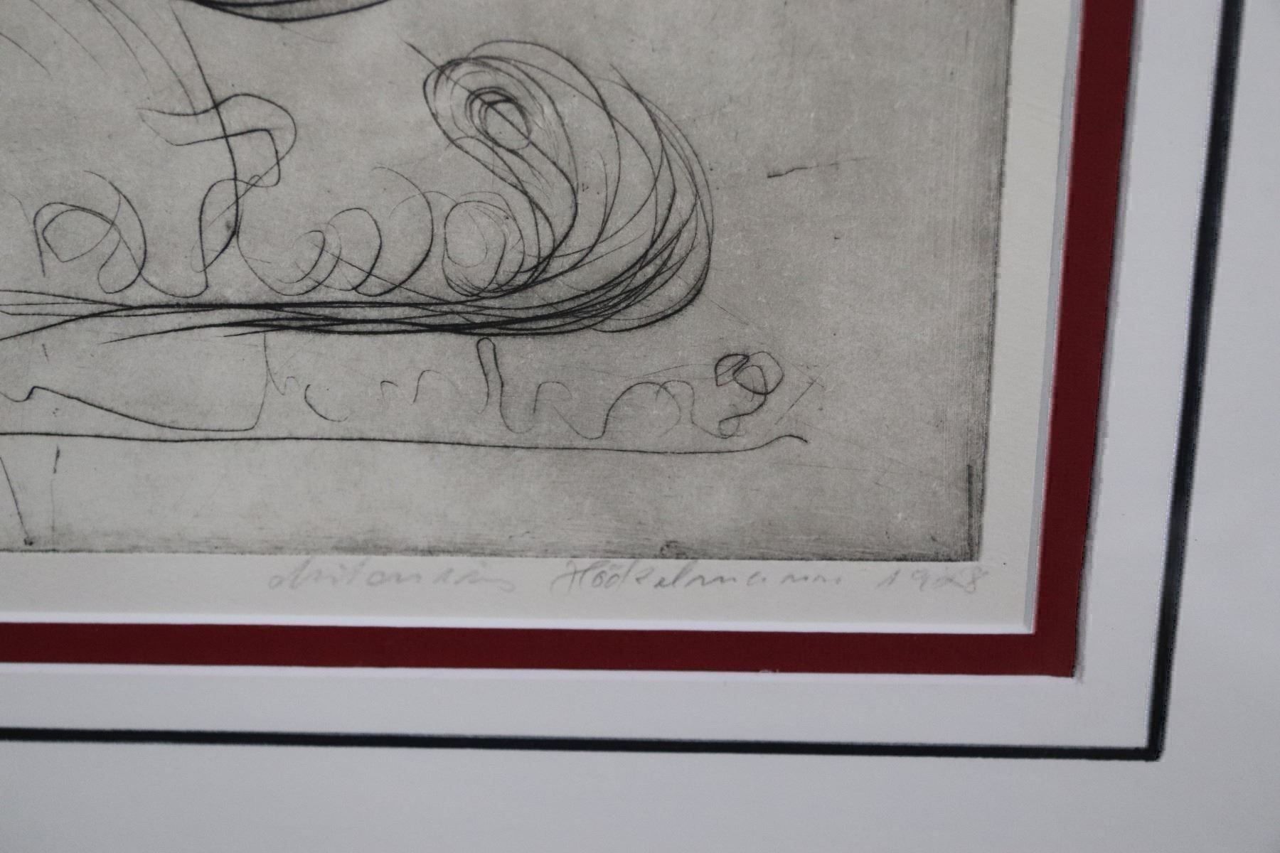 Gemälde: Antonius Höckelmann, Radierung, "Frauenkopf im Profil" – Gebraucht aus Zug von Kunst-Fundgrube 3