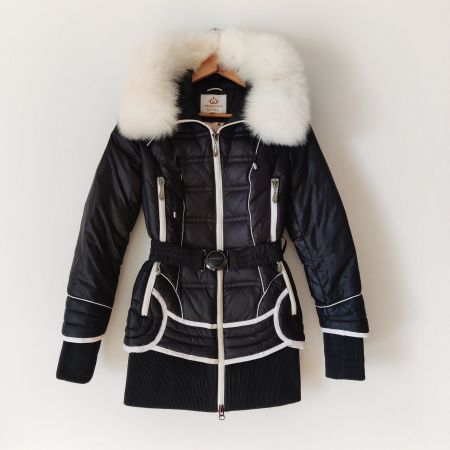MEAJIATEER Daunen Mantel Jacke Parka down Pelz Kapuze Gr.XS