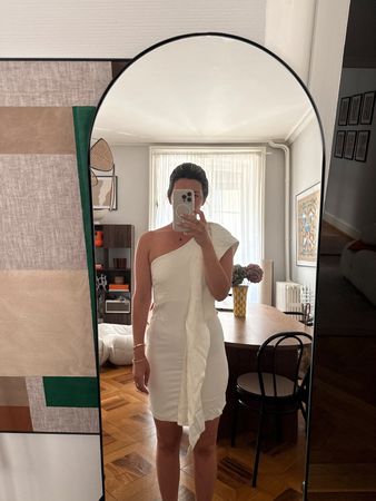 Robe asymétrique blanche Maje, taille 34, État parfait!
