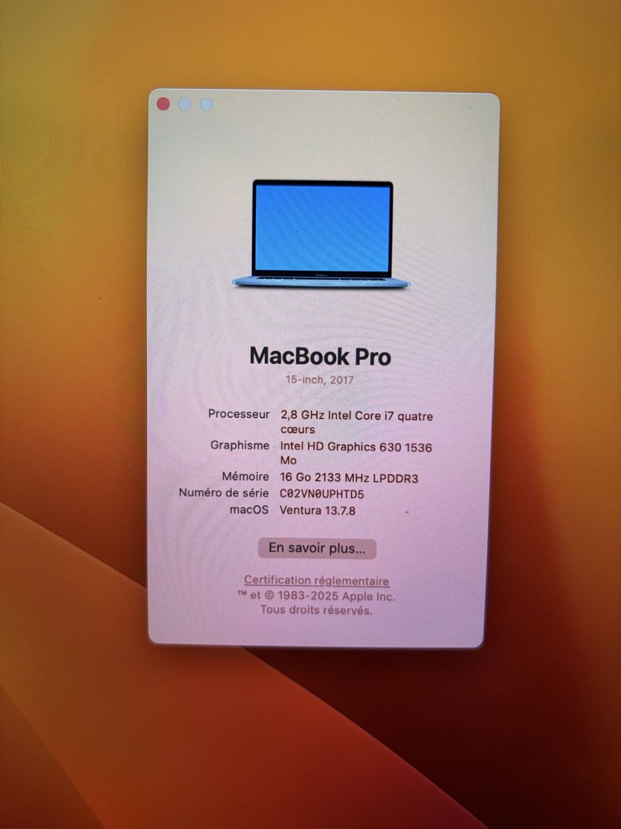 Apple Notebooks: MacBook Pro 15 pouces, 2017, Intel Core i7, 16 Go RAM, – Gebraucht aus Senarclens von snakelover 2