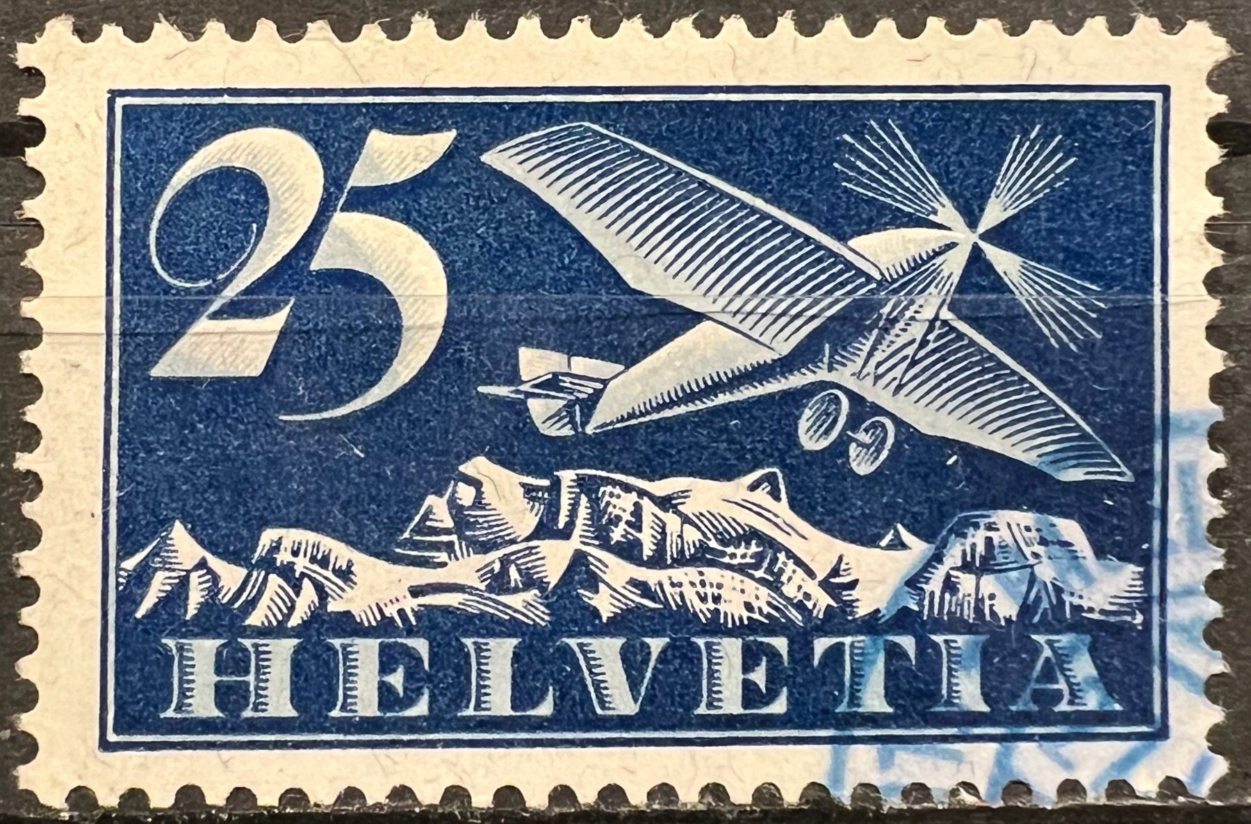 Alle Briefmarken: Flugpost F5 sauberer Flug-Eck-⦿ SBK 40.- – Gebraucht aus St. Gallen von Cheirodon