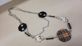 Modische Halskette mit Anhängern, Silberschmuck -