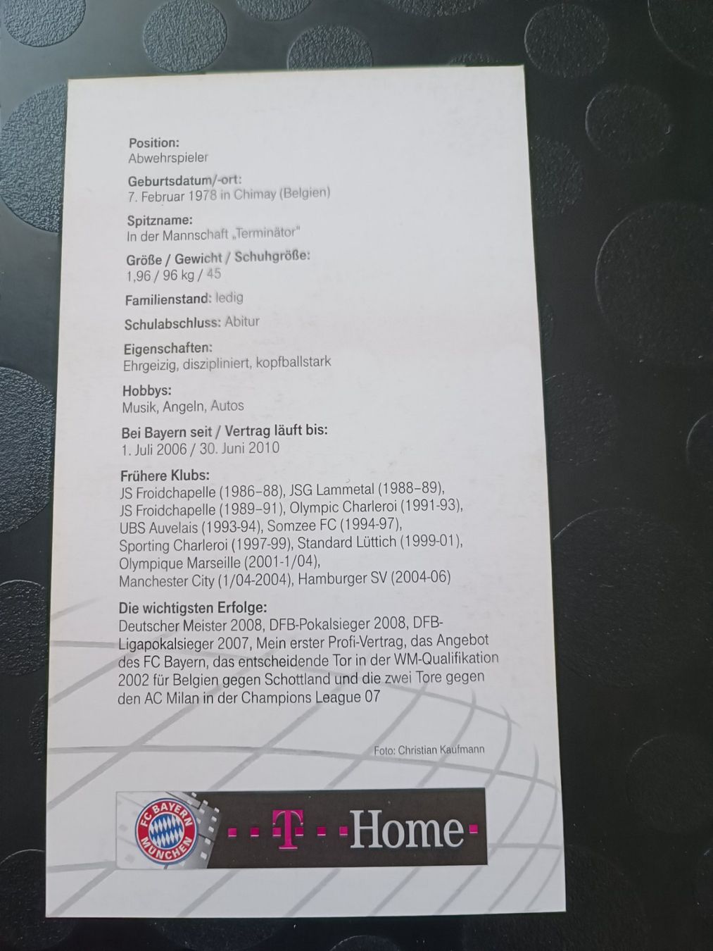 Autogramme: Daniel Van Buyten - Bayern München - handsigniert – Gebraucht aus Menziken von Artographs 1