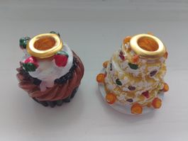 2x Kerzenständer Cupcake Design, 2er Set Kerzenhalter Kuchen