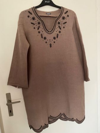 NATURALINE 100% Leinen Kleid Gr S braun