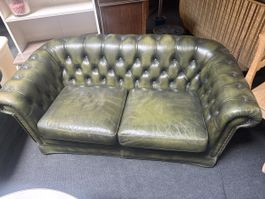 2 Chesterfeld Sessel Gruen Leder gebraucht
