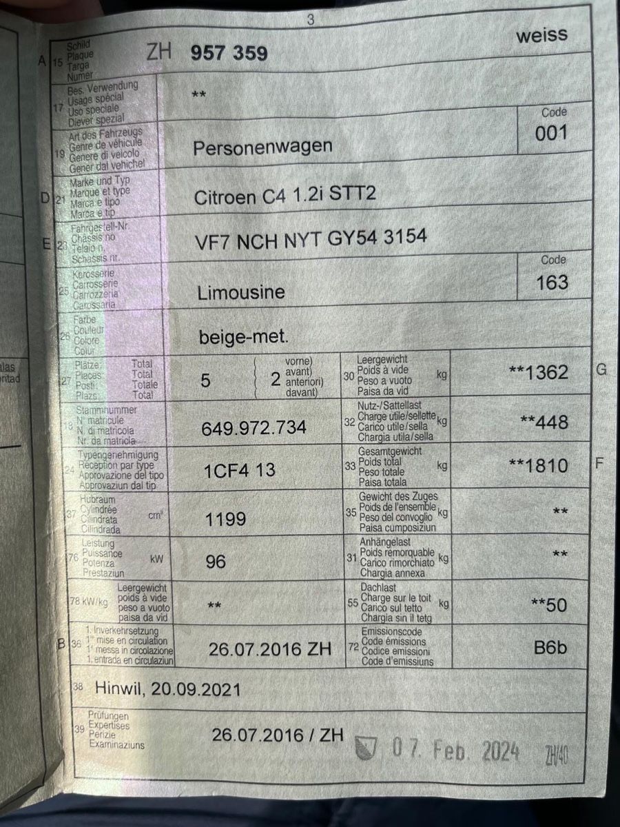 Citroën Automobili: Citroen C4 1.2 – Difettoso da Oetwil am See venduto da elj_r6s8 9