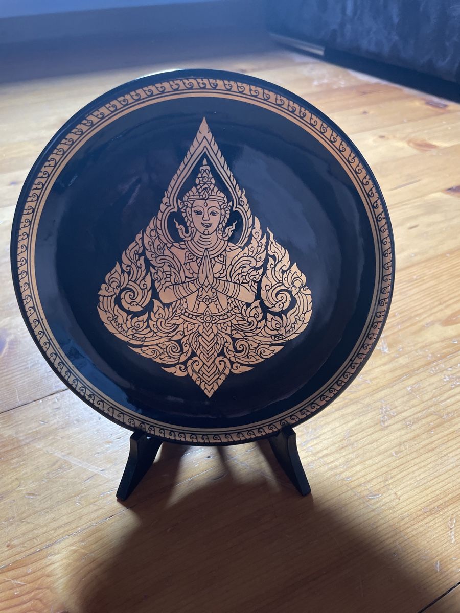 Tutte le decorazioni: Thailändische Lacquerware, Teller und Kugeln, Schwarz/Gold – Usato da Domat-Ems venduto da Amanda78 2