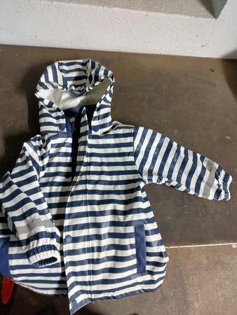Regenjacke gestreift, Gr. 92, Taschen, reflektierend