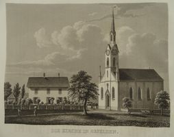 KIRCHE IN OBFELDEN, AQUATINTA, 1853