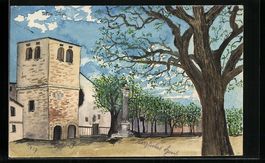 Handgemalt: Triest, Kathedrale San Giust