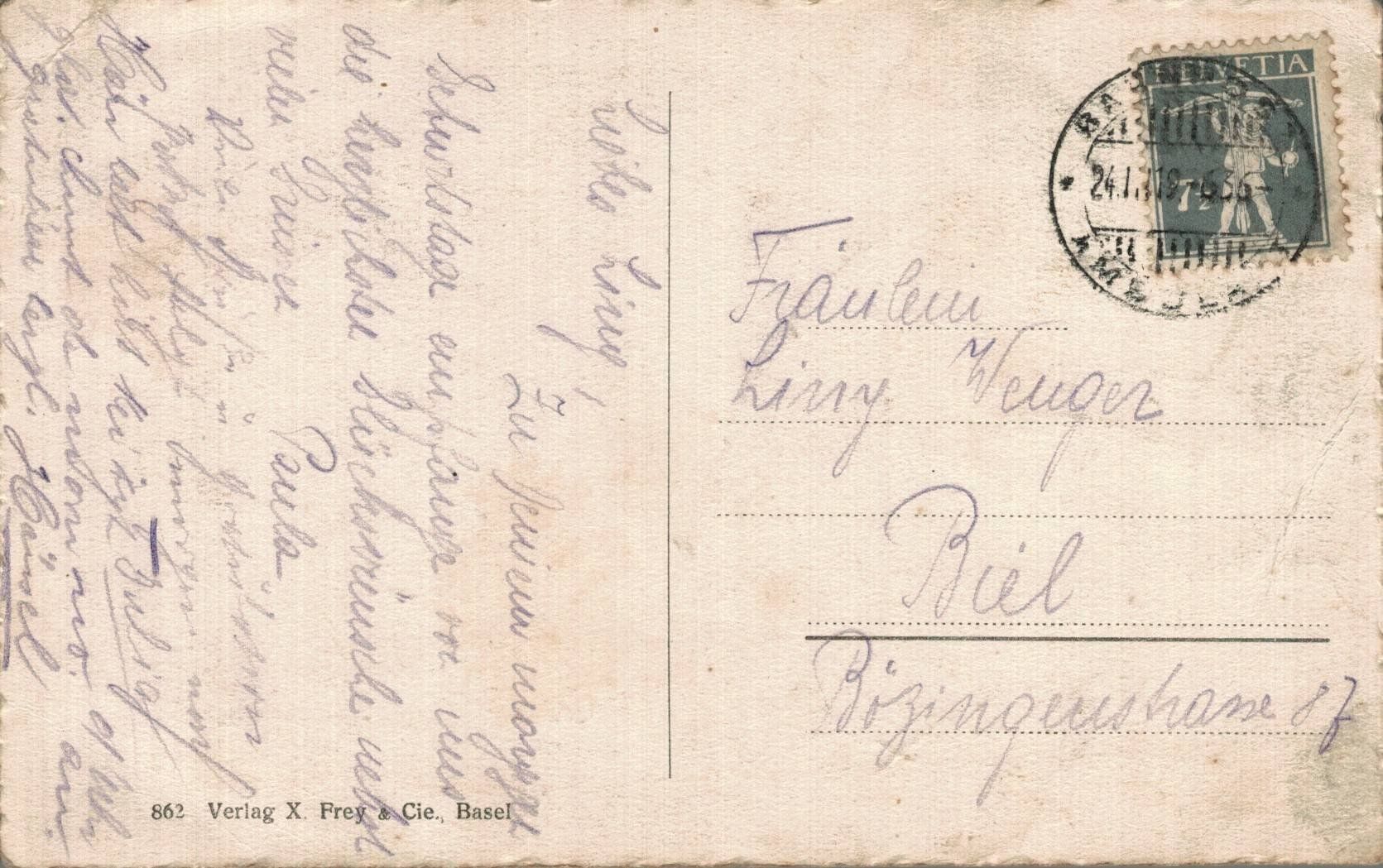 Ansichtskarten: Alte Ansichtskarte Basel Postgebäude Centralbahnstrasse 1919 – Gebraucht aus Luzern von Kartenansicht 1