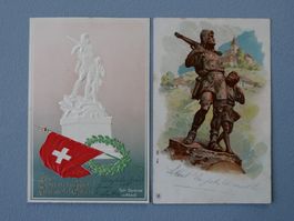 2 ANTIKE ANSICHTSKARTEN WILHELM TELL – DENKMAL SCHWEIZ