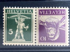 Schweiz Kehrdruck Tell 10 violett/-knabe 5 olivgrün K26y Flz