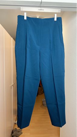 Zara Stoffhose Damen blau hoher Bund neuwertiger Zustand