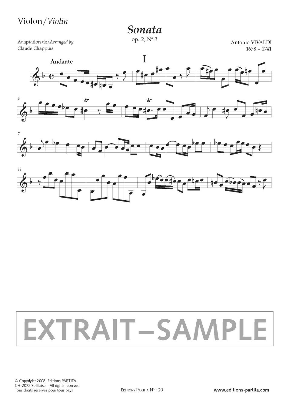 Libri: A. VIVALDI – Sonata III en rém – Nuovo e nell'imballaggio originale da St-Blaise venduto da partita-ch 4