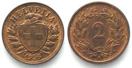 EIDGENOSSENSCHAFT 2 Rappen 1936 Bronze ERHALTUNG! unz