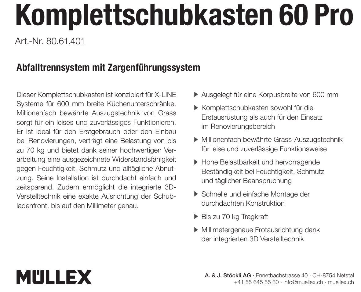 Müllex Abfalleimer: 077 Müllex Abfallsystem Komplettschubkasten 60 Pro – Neu und originalverpackt aus Derendingen von Meisterstuecke 2