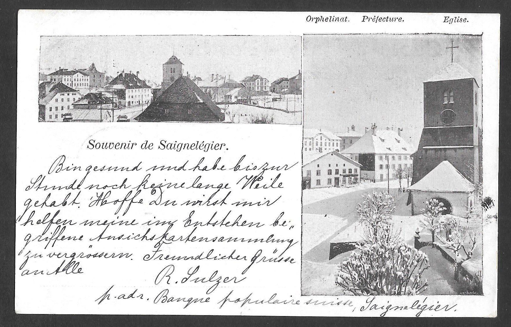 Cartoline postali: Saignelégier Orphelinat Préfecture Eglise – Usato da Olten venduto da clotaldi