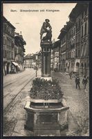 Bern, Simsonbrunnen und Strasse Kramgass