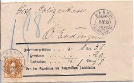 HELVETIA DEBOUT No. 66C sur lettre de AARAU à DERENDINGEN