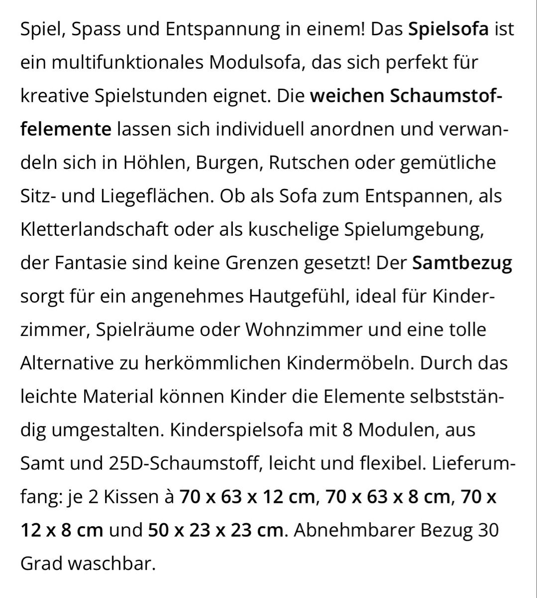 Spielzeuge: Spielsofa für Kinder 8-teilig – Gebraucht aus Winkel von _OachKatzerl_ 2