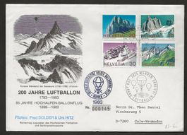 Ballon Schweiz 1983 Mürren Luftpost