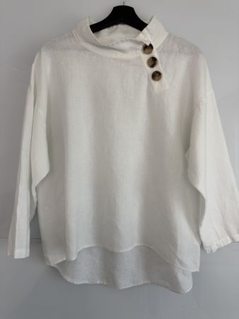 Bluse von Zara aus 100% Leinen in weiss Grösse M