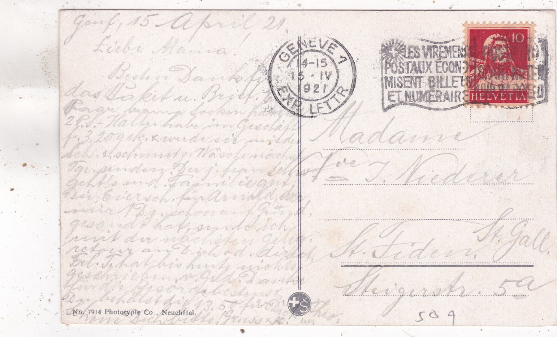 Cartoline postali: Genève 1921 – Usato da Herisau venduto da Lisegrat2008 1