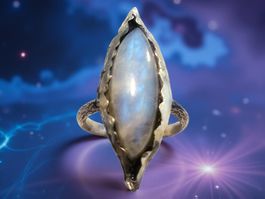 Statementring Silber & weisser Labradorit, Gr. 58