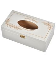 Taschentuch Box aus Holz weiss mit Gravur