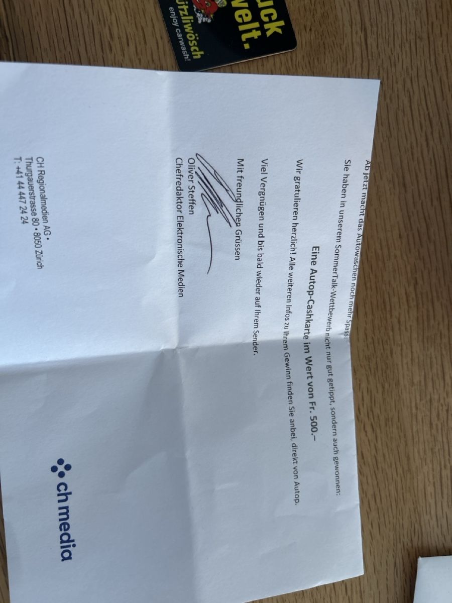 Gutscheine: Auto Cashkarte – Neu und originalverpackt aus Kloten von baptist 1