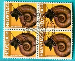  Viererblock Nr.J349 ET Stempelt Bern 1998 Posthornschnecke