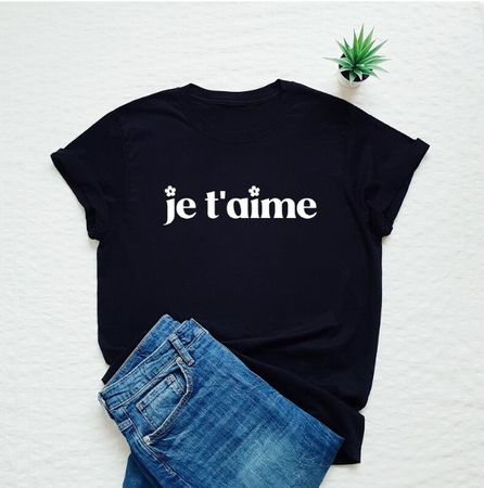 Sommer T-Shirt "Je t'aime" Schwarz, Grösse XS, Neuwertig