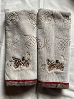 20) 2x Christmas decor Hand Towels Embroidered Pinecones new