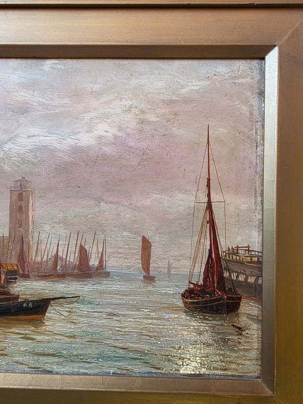 Dipinti: antikes Gemälde signiert - River Tyne 1879 – Usato da Walterswil BE venduto da Lonitti 4