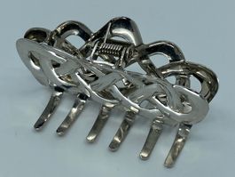 Silberne Haarklammer aus Metall - ca. 8 x 4 cm