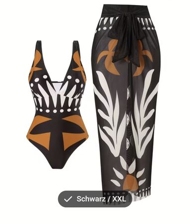 Neuer Badeanzug mit Pareo, Gr. XXL (ca. 44-46)