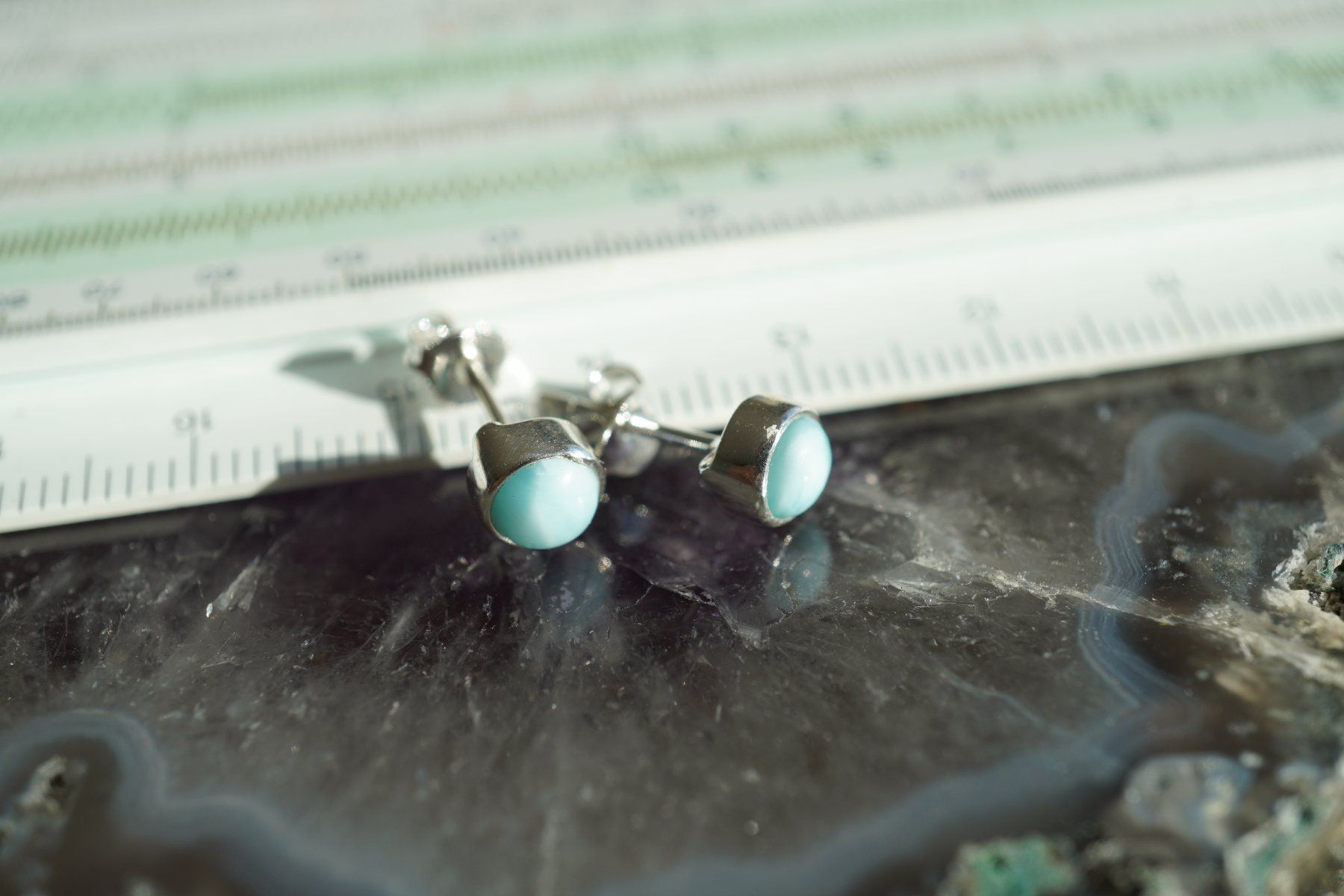Orecchini pendenti & Orecchini a lobo: Larimar     Ohrstecker 6 mm Silber Sehr Schön – Nuovo e nell'imballaggio originale da Eschenbach SG venduto da topstone 7