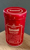 Kleine alte Blechdose Puderdose VASENOL Körperpuder Muster
