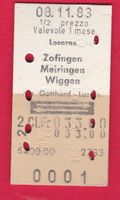 KARTON BILLETT, LOCARNO - WIGGEN, 2.KLASSE, RETOUR, HALBTAX