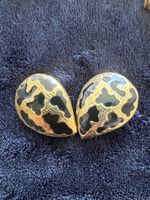 Boucles d'oreilles vintage dorées et noires