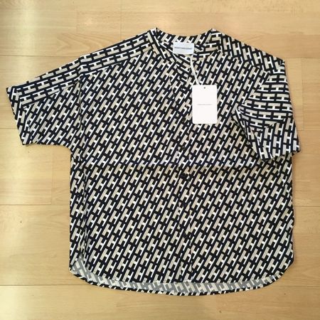 Herzensangelegenheit V Bluse Kurzarm navy beige weiss Gr 42
