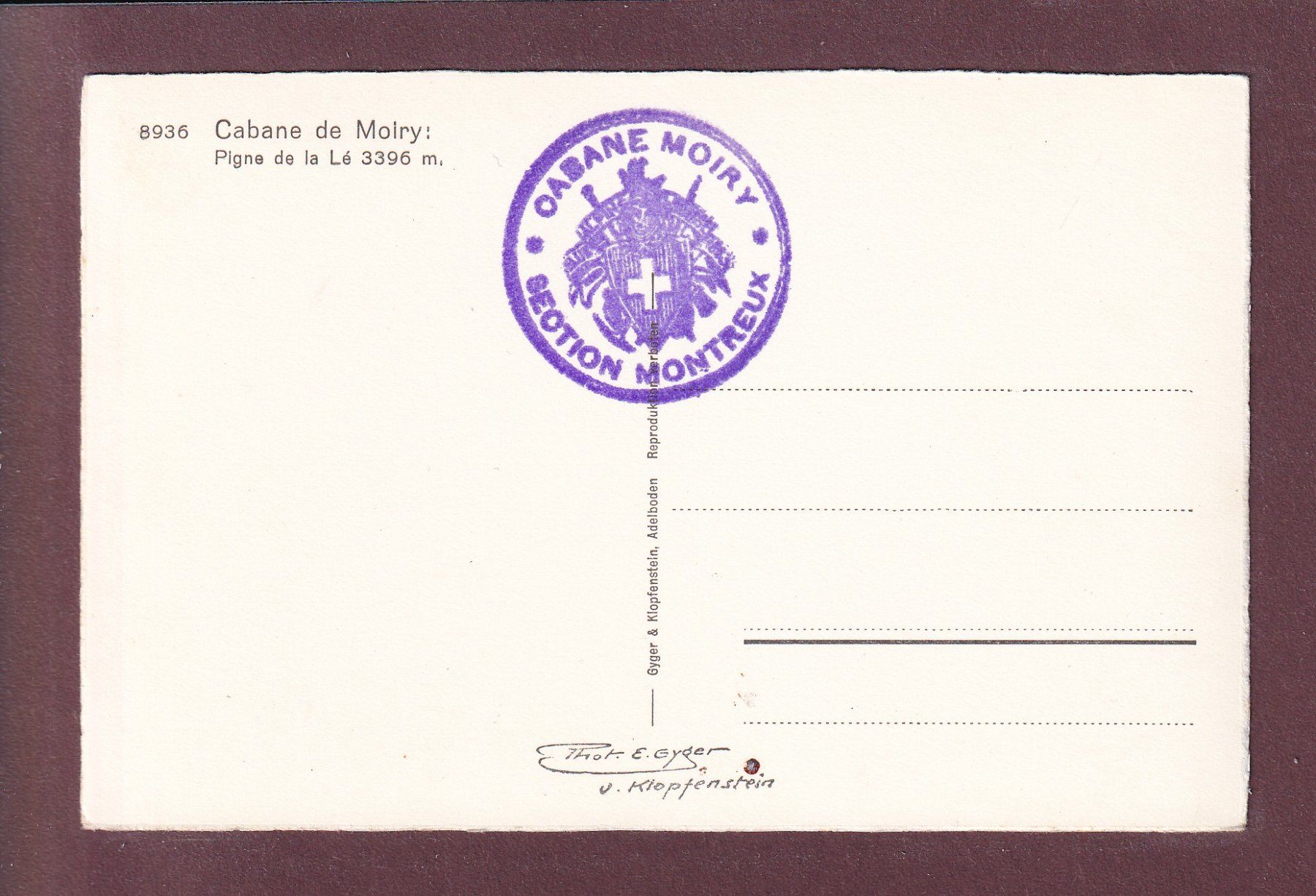 Cartoline postali: GLACIER DE MOIRY - Pigne de la Lé – Usato da Pully venduto da nicecards 1