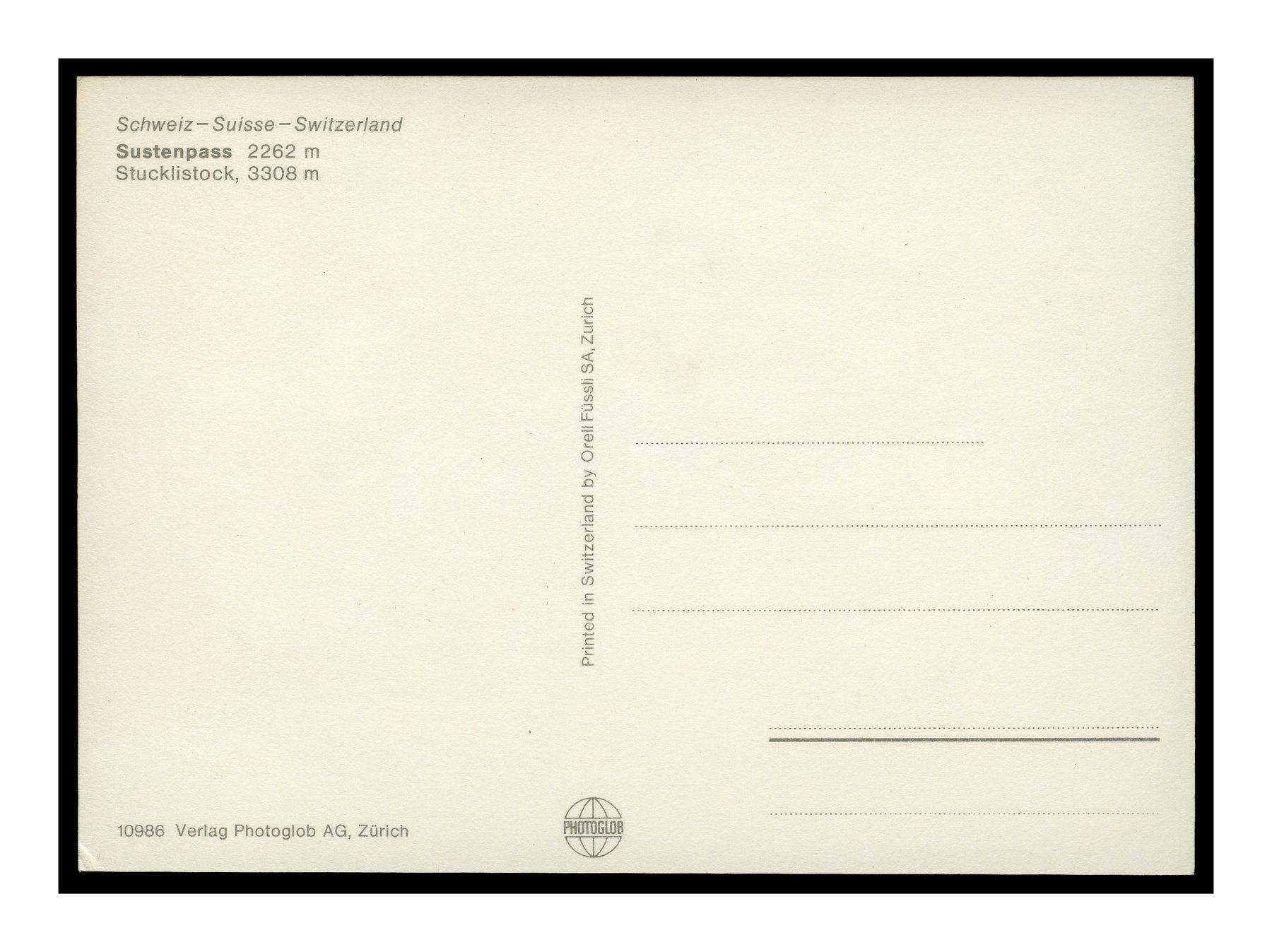 Ansichtskarten: SUSTENPASS - 1980 "Stucklistock" – Gebraucht aus Onex von Lagorel01 1