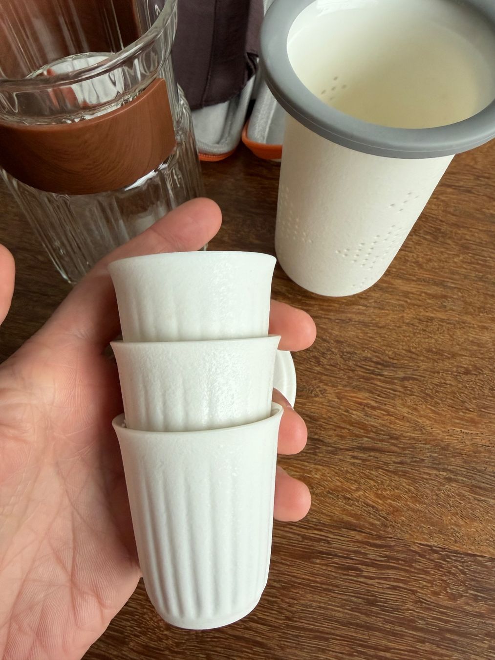 Set di piatti: Tee Reise Set, Sieb, 3 Cups, Tüchlein, Case – Usato da Ennetbaden venduto da miboo 4