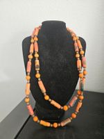 Keramik Halskette Lang, Orange, Handarbeit,