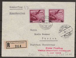 1935 : Sonderflug Liechtenstein, KP 210.--