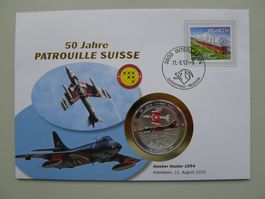 2012, Numisbrief "Hawker Hunter" 50 Jahre Patrouille Suisse